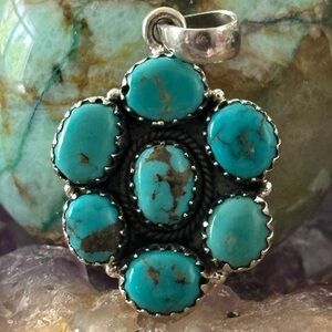 Turquoise southwestern Sterling silver pendant